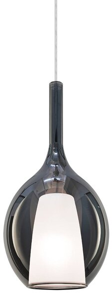 IDEAL LUX Ideal Lux závěsné světlo Kalique 2, kouřově šedé, Ø 18 cm, stmívatelný, Hliník / šedá / zinek, Obývací pokoj / jídelna, Plast, Moderní