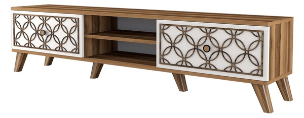 TV stolek/skříňka Clara (Ořech + Bílá). Akce -25%