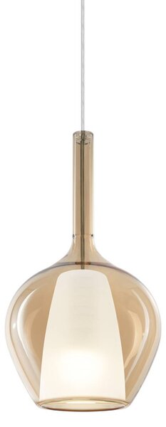IDEAL LUX Ideal Lux závěsné světlo Kalique 1, jantarová, Ø 18 cm, stmívatelný, Krémová / jantar, Obývací pokoj / jídelna, Plast, Moderní