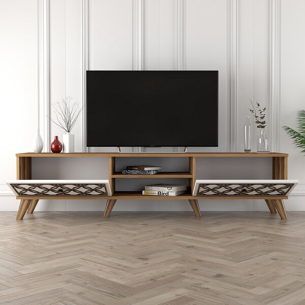 TV stolek/skříňka Clara (Ořech + Bílá). Akce -25%