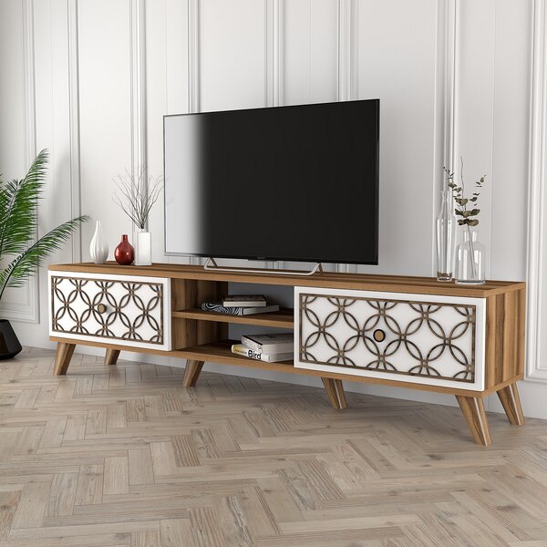 TV stolek/skříňka Clara (Ořech + Bílá). Akce -25%