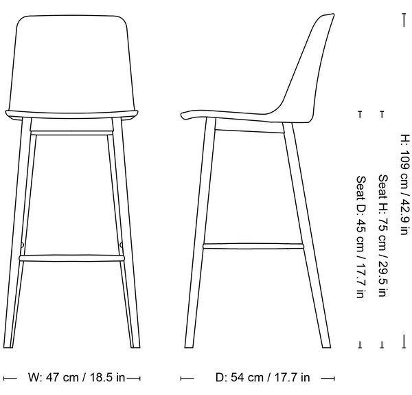 &Tradition designové barozvé židle Rely Bar Chair High HW133 (75 cm)