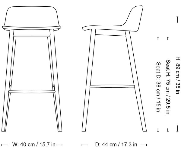 &Tradition designové barové židle Rely Bar Chair HW123 (75 cm)