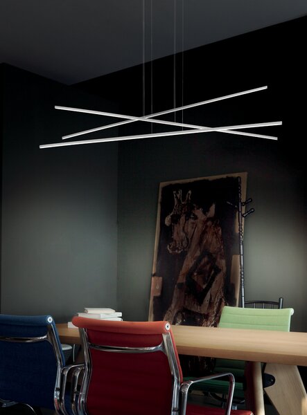 Linea Light 8202 Straight_P3, bílé subtilní svítidlo nad stůl, 34W LED 2700K, 102x73cm