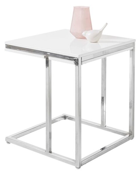 Přístavný stolek RENO MINI bílá/stříbrná