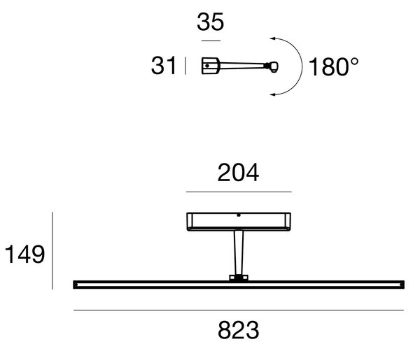 Linea Light 8266 Straight_W, lineární nástěnné svítidlo, 19W LED 2700K, chrom, délka 82cm