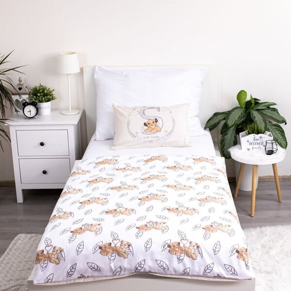 Světle žluté bavlněné dětské povlečení do postýlky 100x135 cm Lion King "Best Friends" – Jerry Fabrics