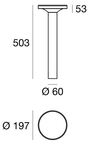 Linea Light 8666 MyWhite_Bond, černý venkovní sloupek, 12W LED 3000K, výška 50cm, IP65