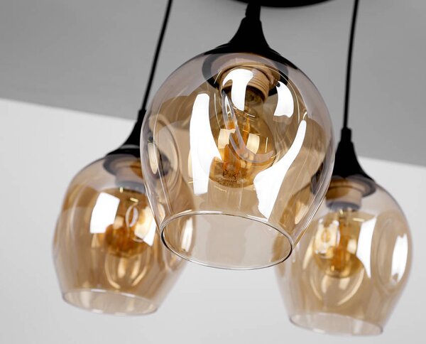 Candellux Černo-hnědý závěsný lustr Aspa pro žárovku 3x E27 s kulatou základnou 33-00613
