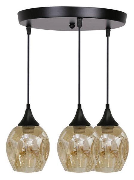 Candellux Černo-hnědý závěsný lustr Aspa pro žárovku 3x E27 s kulatou základnou 33-00613