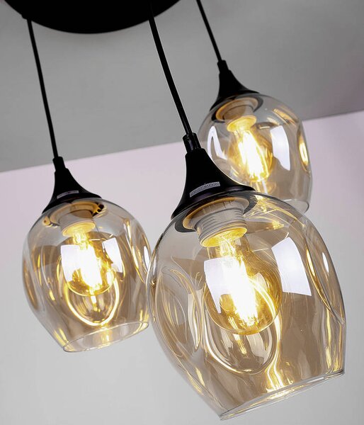 Candellux Černo-hnědý závěsný lustr Aspa pro žárovku 3x E27 s kulatou základnou 33-00613