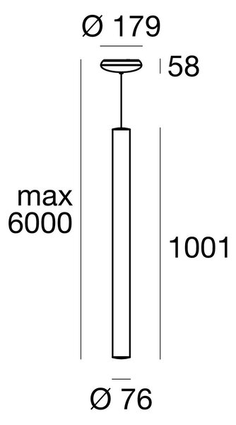 Linea Light 8843 Tu-V_1, závěsné svítidlo, 36W 3000K DALI, prům. 7,6cm, délka 100,1cm