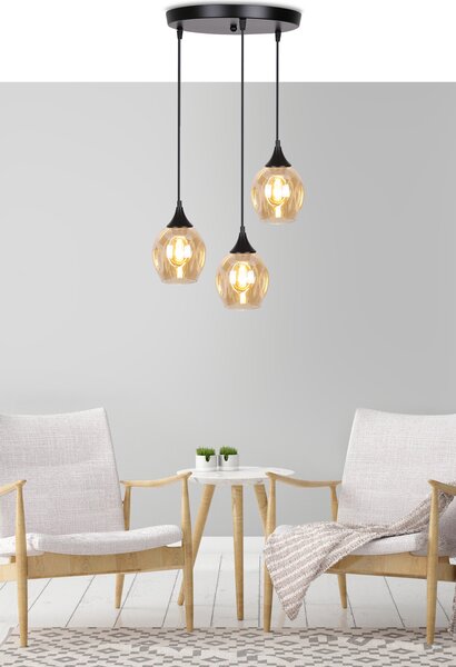 Candellux Černo-hnědý závěsný lustr Aspa pro žárovku 3x E27 s kulatou základnou 33-00613