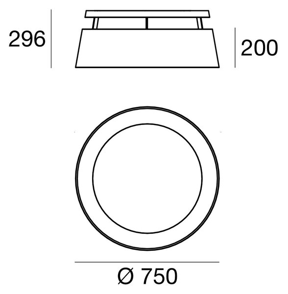 Stilnovo 8085 Oxygen_S, bílé stropní svítidlo, 50W LED 3000K stmívatelné DALI, prům. 75cm