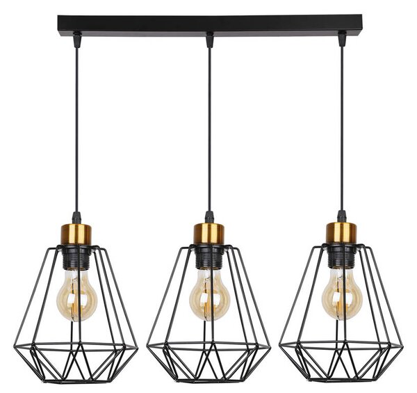 Candellux Černo-zlatý závěsný lustr Primo pro žárovku 3x E27 33-00231