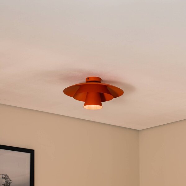 Luminex Stropní světlo Plato, oranžové, kov, Ø 38 cm, E27, stmívatelný, Žlutá / oranžová, Obývací pokoj / jídelna, kov, Moderní