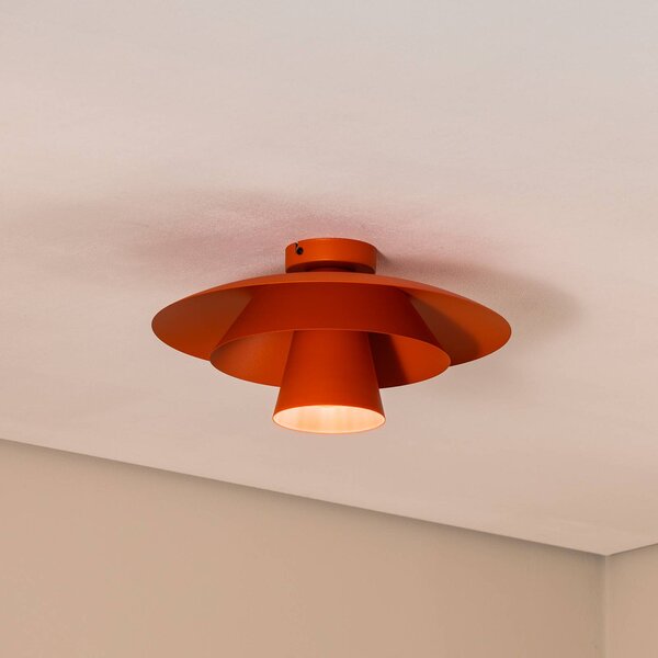 Luminex Stropní světlo Plato, oranžové, kov, Ø 38 cm, E27, stmívatelný, Žlutá / oranžová, Obývací pokoj / jídelna, kov, Moderní