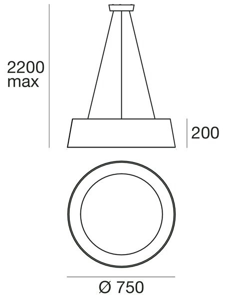 Stilnovo 8093 Oxygen_P, bílé závěsné svítidlo, 50W LED 3000K stmívatelné DALI, prům. 75cm