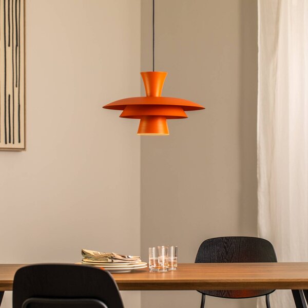 Luminex Závěsné světlo Plato, oranžové, kov, Ø 38 cm, E27, stmívatelný, Žlutá / oranžová, Obývací pokoj / jídelna, kov, Moderní