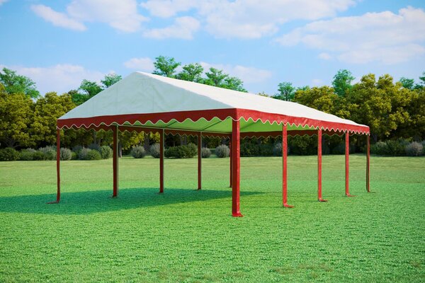 Párty stan 5x8 m STANDARD - ohnivzdorný barva Červeno-bílá