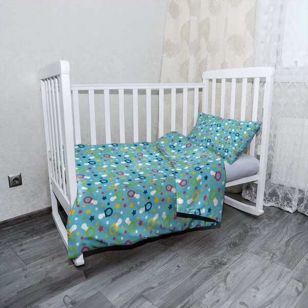 Sablio Mikroplyšové dětské povlečení do postýlky Dudlíky a hvězdy - 120x90 / 40x60