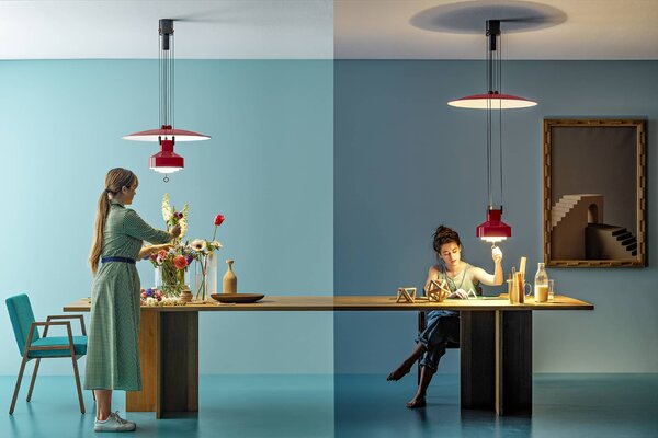 Stilnovo 9312 Saliscendi, zelené stahovací LED svítidlo, 33W LED 2700K stmívatelné DALI, prům. 63cm