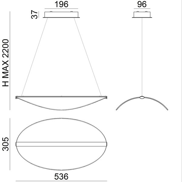 Stilnovo 8172 Diphy_P, závěsné svítidlo, 21W LED 3000K stmívatelné, délka 53cm
