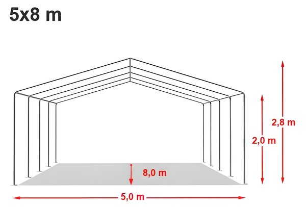 Párty stan 5x8 m STANDARD - ohnivzdorný barva Červeno-bílá