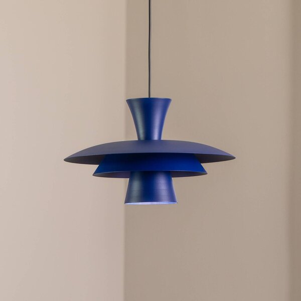 Luminex Závěsné světlo Plato, tmavě modré, kov, Ø 38 cm, E27, stmívatelný, Modrá, Obývací pokoj / jídelna, kov, Moderní