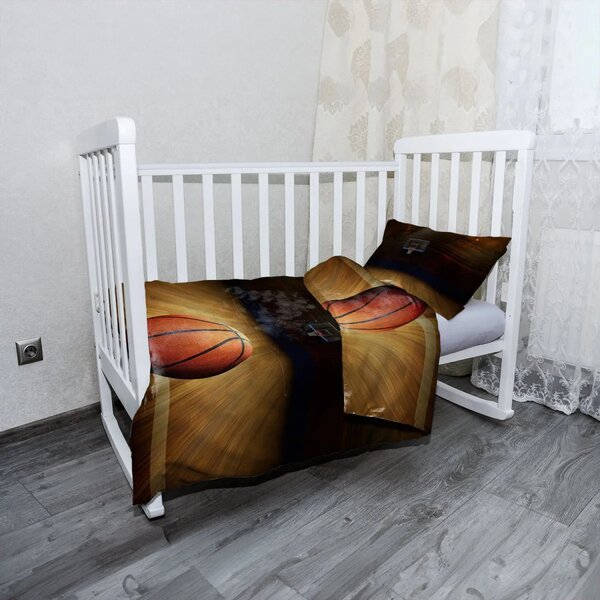 Sablio Mikroplyšové dětské povlečení do postýlky Basketball - 120x90 / 40x60