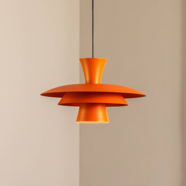 Luminex Závěsné světlo Plato, oranžové, kov, Ø 38 cm, E27, stmívatelný, Žlutá / oranžová, Obývací pokoj / jídelna, kov, Moderní