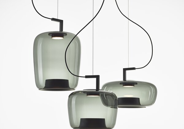 Brokis PC01294_003 Double medium, závěsné svítidlo, foukané šedé kouřové sklo, 9W LED 2700K, prům. 35cm