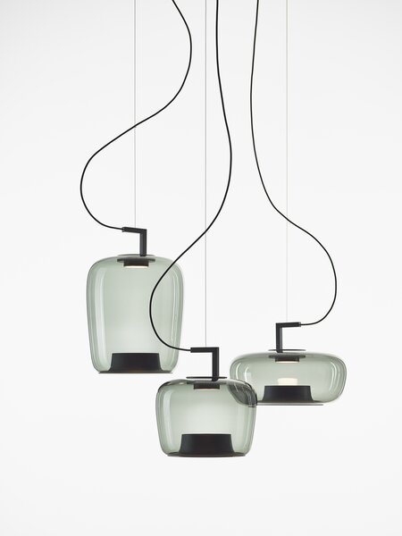Brokis PC01294_003 Double medium, závěsné svítidlo, foukané šedé kouřové sklo, 9W LED 2700K, prům. 35cm