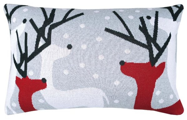 Pletený povlak DESIGN sobi šedočervená 40 x 60 cm