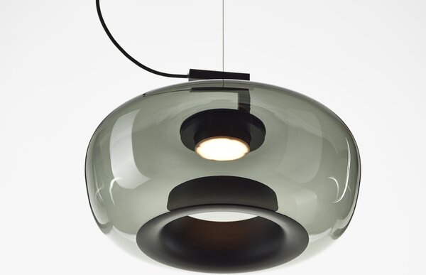 Brokis PC01294_003 Double medium, závěsné svítidlo, foukané šedé kouřové sklo, 9W LED 2700K, prům. 35cm