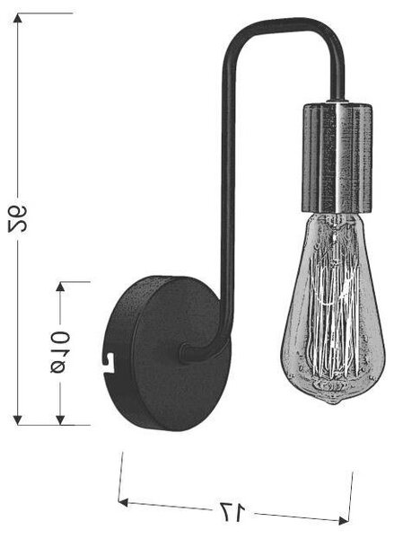 Candellux Černé nástěnné svítidlo Herpe pro žárovku E27 21-66855
