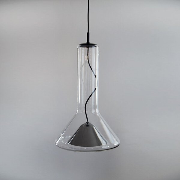 Brokis PC00952_037 Whistle small, závěsné svítidlo, foukané čiré sklo/černý chrom, 1x10W LED GX53 2700K stmívatelné, výška 40cm