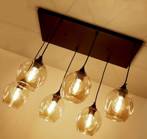 Candellux Černo-hnědý závěsný lustr Aspa pro žárovku 6x E27 36-00620