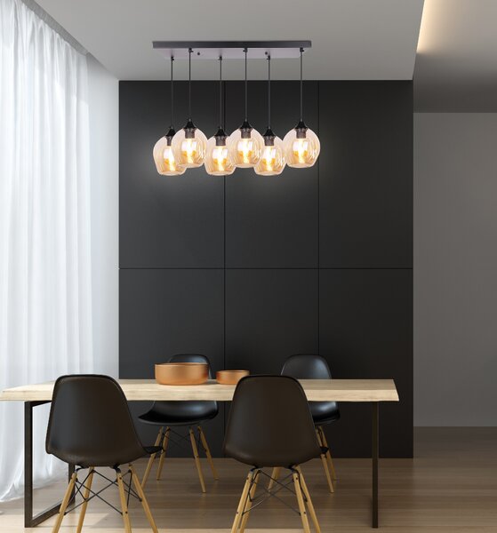 Candellux Černo-hnědý závěsný lustr Aspa pro žárovku 6x E27 36-00620