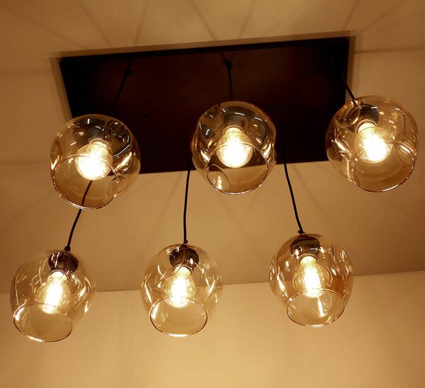Candellux Černo-hnědý závěsný lustr Aspa pro žárovku 6x E27 36-00620