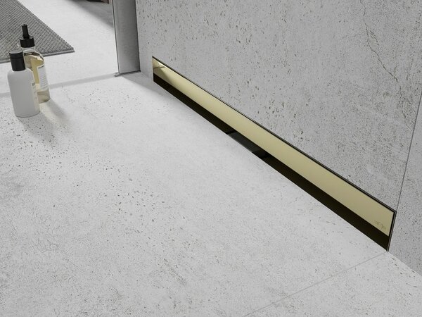 Mexen Flat Wall, sprchový žlab na zeď 2v1, 50 cm, zlatá lesklá, 1530050