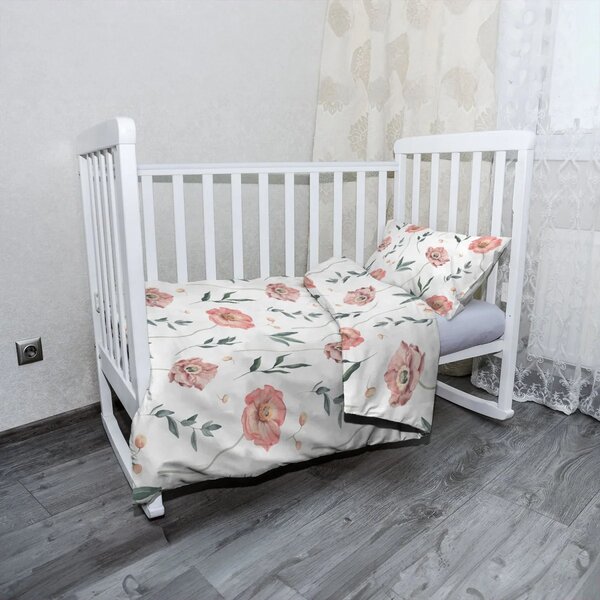Sablio Dětské povlečení do postýlky Romantické pryskyřníky - 120x90 / 40x60