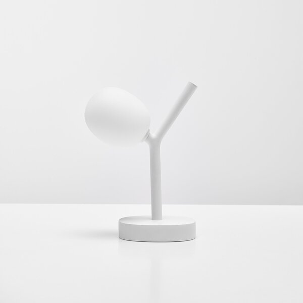 Brokis PC01233_002 Ivy table battery, stolní lampička z foukaného skla s baterií, bílé sklo/bílá, 1x1,2W LED G4, výška 28,3cm