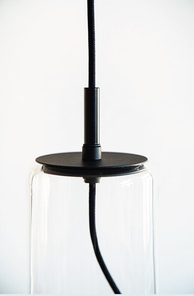 Brokis PC00952_037 Whistle small, závěsné svítidlo, foukané čiré sklo/černý chrom, 1x10W LED GX53 2700K stmívatelné, výška 40cm