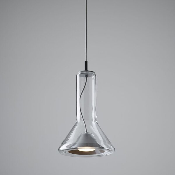 Brokis PC00952_037 Whistle small, závěsné svítidlo, foukané čiré sklo/černý chrom, 1x10W LED GX53 2700K stmívatelné, výška 40cm