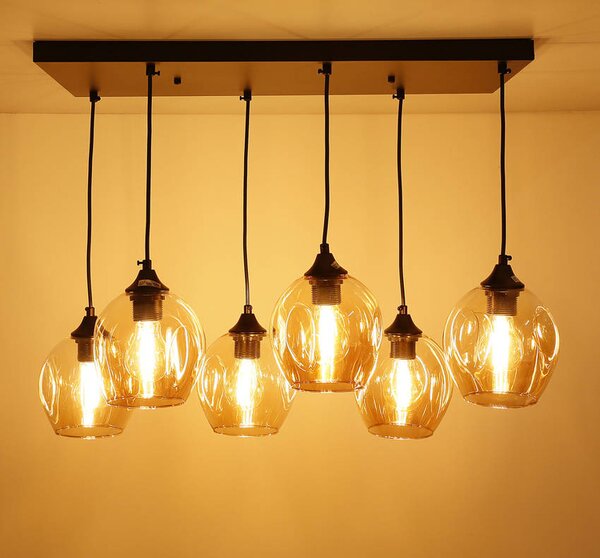 Candellux Černo-hnědý závěsný lustr Aspa pro žárovku 6x E27 36-00620