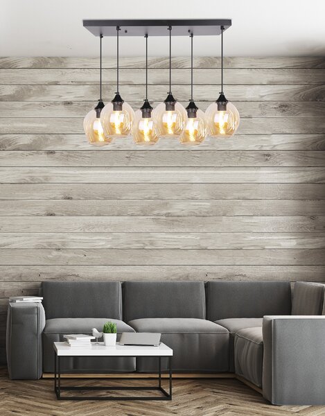 Candellux Černo-hnědý závěsný lustr Aspa pro žárovku 6x E27 36-00620