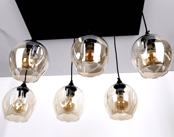 Candellux Černo-hnědý závěsný lustr Aspa pro žárovku 6x E27 36-00620