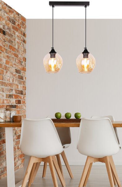 Candellux Černo-hnědý závěsný lustr Aspa pro žárovku 2x E27 32-00590