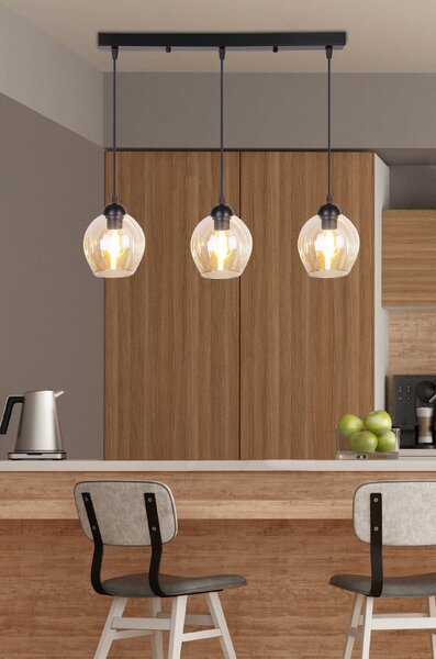 Candellux Černo-hnědý závěsný lustr Aspa pro žárovku 3x E27 33-00606